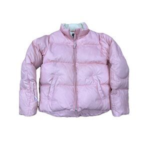 Polo Ralph‎ Lauren Puffer Down Jacket L 12/14 Light Pink White Pony Winter Coat